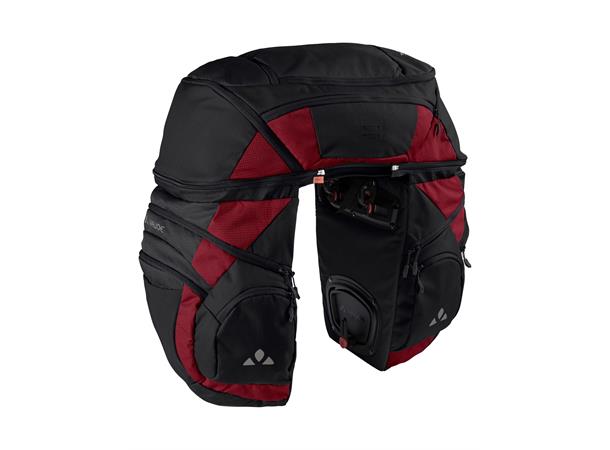 VAUDE Dobbel Sykkelveske Karakorum Pro 65 liter totalt, Black/Carmine 