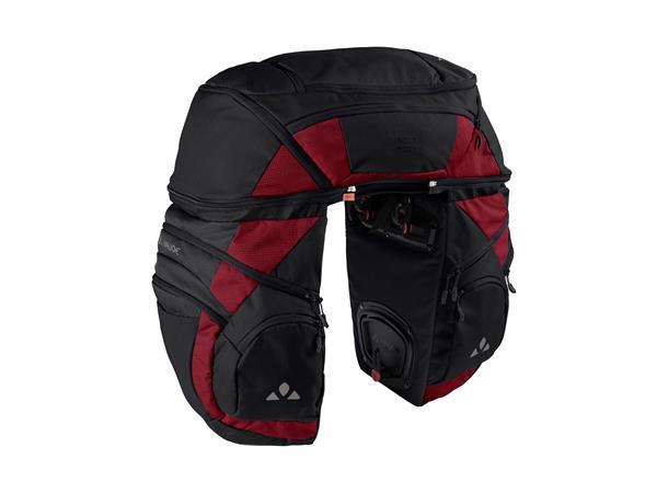 VAUDE Dobbel Sykkelveske Karakorum Pro 65 liter totalt, Black/Carmine