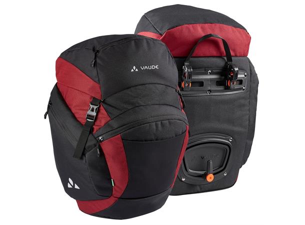 VAUDE Dobbel Sykkelveske OnTour Back 2 x 23 liter, Black/Carmine