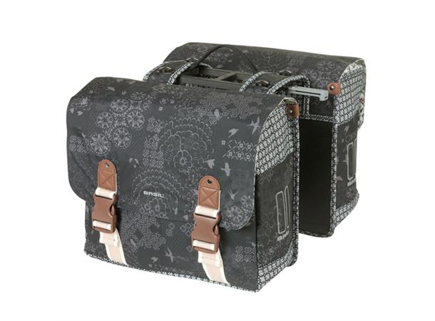 Basil Dobbel Sykkelveske MIK Boheme 2 x 17,5 liter, Charcoal 