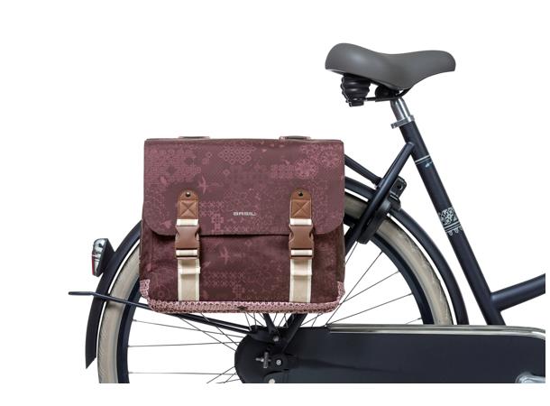 Basil Dobbel Sykkelveske Boheme 2 x 17,5 liter, Fig Red 