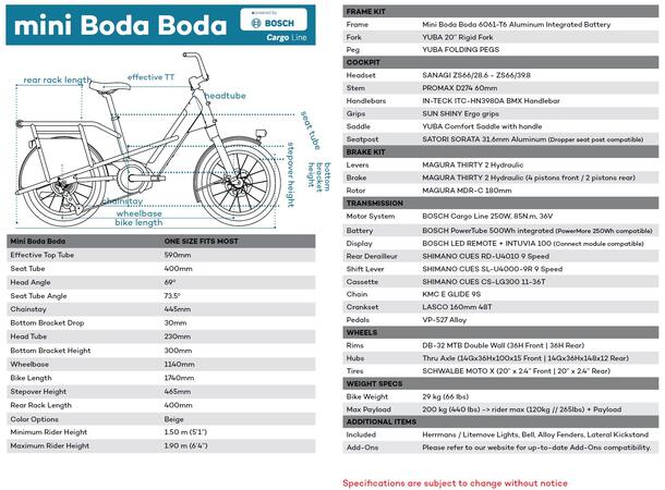Yuba Boda Boda Mini Transportsykkel Bosch Smart Cargo Line elsykkel, White 