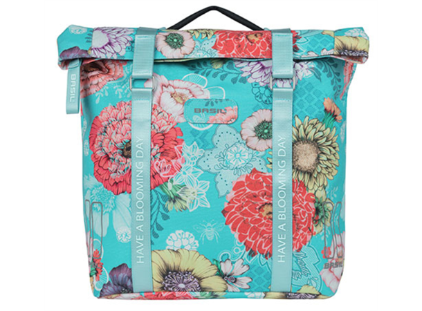 Basil Dobbel Sykkelveske MIK Bloom Field 2 x 17,5 liter, Sky Blue 