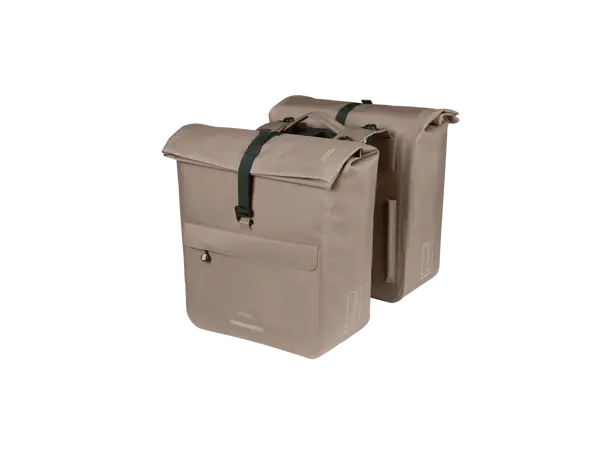 Basil Dobbel Sykkelveske Urban Dry Neo 46-52 liter, MIK, Sage Brown 