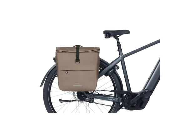 Basil Dobbel Sykkelveske Urban Dry Neo 46-52 liter, MIK, Sage Brown 