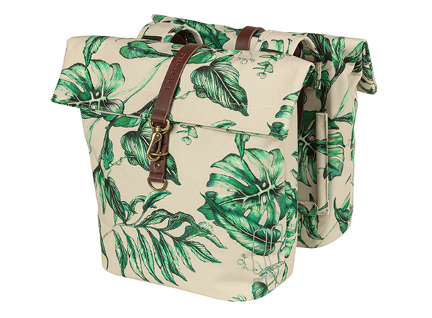 Basil Dobbel Sykkelveske Ever Green 2 x 16 liter, Sandshell Beige 