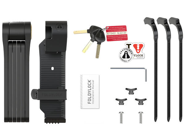 Seatylock Elsykkellås Foldylock 110 110 cm, Nøkkel, Foldelås, ART3 