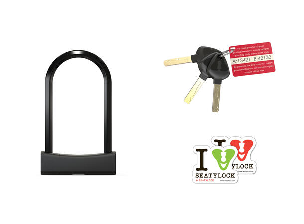 Seatylock Elsykkellås Mason 220 22 cm, Nøkkel, Bøylelås, ART3 