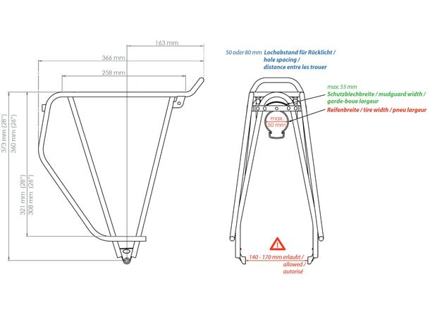 Tubus Bagasjebrett Cargo Evo 26" 26" svart