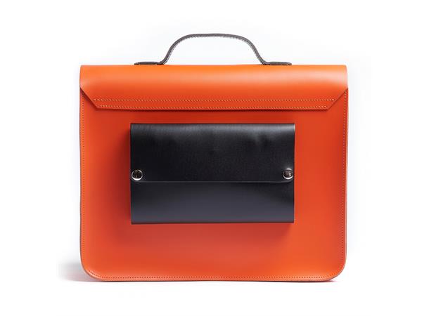 Hill & Ellis Sykkelveske Jasper Orange Håndlaget i England, ekte skinn 