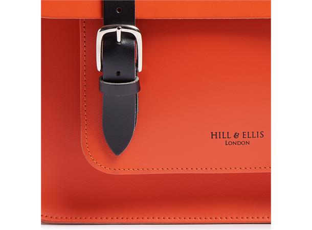 Hill & Ellis Sykkelveske Jasper Orange Håndlaget i England, ekte skinn 